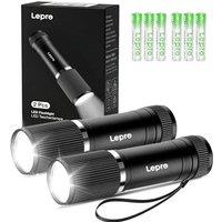 Lepro Small Torches Battery Powered, 2 Pack EDC Torch with Aluminum Body, IPX4 Waterproof Perfect for Camping, Emergency, Dog Walking, Daily Carry and