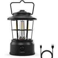 Lepro Rechargeable Camping Lantern, 300LM Retro Camping Tent Light with Knob Control, Dimmable Warm & Cool White, Type-C Charging, 3600mAh Portable Ha