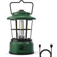 Lepro Rechargeable Camping Lantern, 300LM Retro Camping Tent Light with Knob Control, Dimmable Warm & Cool White, Type-C Charging, 3600mAh Portable Ha