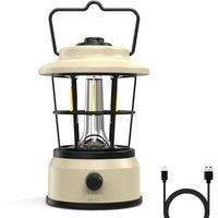Lepro Rechargeable Camping Lantern, 300LM Retro Camping Tent Light with Knob Control, Dimmable Warm & Cool White, Type-C Charging, 3600mAh Portable Ha