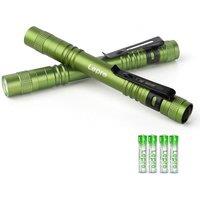 Lepro LED Torch Battery Powered, 2 Pack Pen Torch with Clip - Small Flightlight, 3 Modes, IP44 Waterproof for Camping, Emergencies, Repairs, Dog Walki