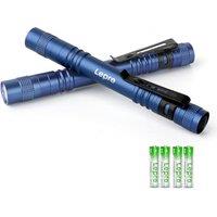 Lepro LED Torch Battery Powered, 2 Pack Pen Torch with Clip - Small Flightlight, 3 Modes, IP44 Waterproof for Inspection, Work, Repair and Nurses (Bat