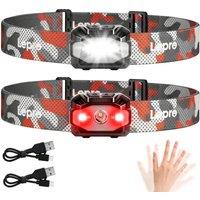 Lepro Dual Power Head Torch Rechargeable, Motion Sensor Headlamp 11 Modes | Type-C & AAA Batteries, 30H+ Runtime, Lightweight for Adults Kids, Waterpr