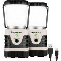 LE Camping Light Rechargeable, 1000 Lumen, Warm & Cool Light, 2-Pack | 4400mAh Power Bank, Type-C USB, Super Bright Dimmable Camping Lantern, Recharge