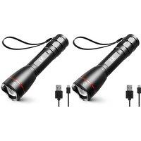 Lepro Torch Rechargeable, Torches LED Super Bright - Adjustable Focus, Long Battery Life, Waterproof 5 Lighting Modes for Camping, Hiking, Power Cuts,