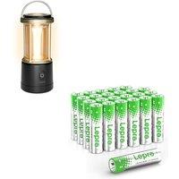 Lepro Bundle 2 Items1100lm Retro Camping Lantern Battery Powered & 24-Pack 1.5V Alkaline AA Batteries