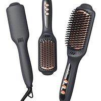 LANDOT Hair Straightener Brush, 30s Fast Heat Anti-Scald Hot Comb, Ionic Ceramic Bristles, Salon-Smooth & Frizz-Free, Dual Voltage, 12 Temp Settings 1