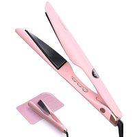 LANDOT 2-in-1 Hair Straighteners and Curler, Upgrade Twist Flat Curling Iron for Sleek Straight, Bouncy Curls, Beach Waves, Tourmaline Ceramic, Dual V