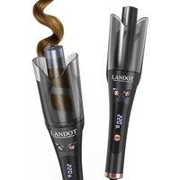 Landot Hair Curler Automatic Rotating,Ceramic Curling Wand with Anti-Scald Guard & Tangle-Free Technology, 8 Heat Settings & Dual Voltage for Salon Cu