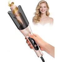 LANDOT Automatic Rotating Hair Curler, Self Curling Wand with Anti-Scald Guard & One-Button Operation for Tangle-Free Curls, Dual Voltage & Fast Heati
