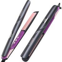 LANDOT Ionic Hair Straighteners for Women - Ceramic Floating Plates 1-Inch, Dual Voltage Adjust Temp 120-230C All Hair Types, Anti-Static & 30s Fast