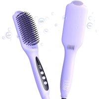 LANDOT Hair Straighteners Brush for Women - Ionic Ceramic Straightening Brush to Reduce Frizz & Nourish Hair, 12 Temperature Settings 120-230C fit A