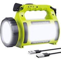 NOVOSTELLA Rechargeable LED Torch, Multi-Functional Camping Light, 2000mAh Waterproof Outdoor Spotlight Searchlight, High Power Beam Flashlight, 650lm