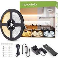 NOVOSTELLA 12M LED White Strip Lights, Dimmable 40ft 1344 LEDs, Tunable Warm White to Cool Daylight 3000K-6500K, with RF Remote Flexible LED Tape for