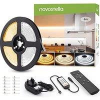 NOVOSTELLA 6M White LED Strip Lights Warm White Daylight Cool Soft 3000K-6500K, Dimmable Tunable LED Tape Light with RF Remote, Flexible LED Ropes Kit