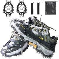 Crampons for Hiking Boots, 24/32Spikes Snow Grips Ice Grippers Traction Anti-Slip Stainless Steel Spikes for Shoes and Boot, Durable Traction Crampons