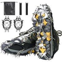Crampons for Hiking Boots, 24/32Spikes Snow Grips Ice Grippers Traction Anti-Slip Stainless Steel Spikes for Shoes and Boot, Durable Traction Crampons