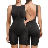 SHAPERX Women's Shaping Bodysuits Tummy Control Low Back Shapewear Mid Thigh Bodysuit Full Body Shaper