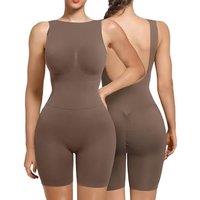 SHAPERX Women's Shaping Bodysuits Tummy Control Low Back Shapewear Mid Thigh Bodysuit Full Body Shaper