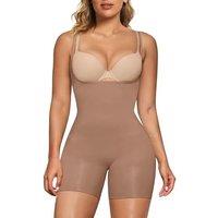 SHAPERX Women's Shaping Bodysuits Open Bust Tummy Control Body Shaper Mid-Thigh Bodysuit Shorts Seamless Shapewear