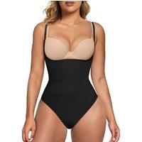 SHAPERX Women's Shaping Bodysuits Open Bust Tummy Control Body Shaper Mid-Thigh Bodysuit Shorts Seamless Shapewear