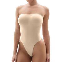 SHAPERX Strapless Bodysuit Shapewear for Women Tummy Control Seamless Body Shaper with Removable Straps