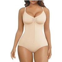 SHAPERX Shapewear Bodysuit Tummy Control Seamless Body Shaper Zip Front with Hooks High Compression Waist Sculpting Invisible Under Dress