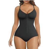 SHAPERX Shapewear Bodysuit Tummy Control Seamless Body Shaper Zip Front with Hooks High Compression Waist Sculpting Invisible Under Dress