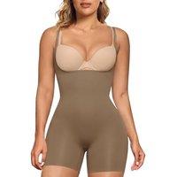SHAPERX Open Bust Shapewear Bodysuit for Women, Tummy Control Body Shaper, Mid-Thigh Seamless Compression Shorts, Butt Lifting & Thigh Smoothing Shape
