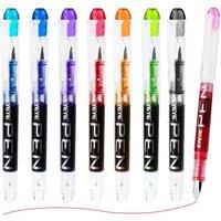 EYEYE Disposable Fountain Pens, 8 Pack Multicolor Fine Point Fountain Pens for Writing, Stainless Steel Nib, Smooth Writing for Calligraphy, Journalin