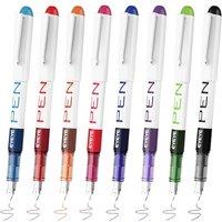 EYEYE Fountain Pens for Writing, 8 Pack Assorted Colours Fine Point Disposable Fountain Calligraphy Pens Stainless Steel Nib, Smooth Writing for Journ