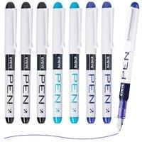 EYEYE Disposable Fountain Pens, 8 Pack 3 Colours Fine Point Pens Stainless Steel Nib, Fountain Pens Smooth Writing for Calligraphy, Journaling, Drafti