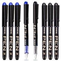 EYEYE Disposable Fountain Pens Fine Point, 4 Black 4 Blue Fountain Pens or Writing, Stainless Steel Nib, Smooth Writing for Calligraphy, Journaling, D