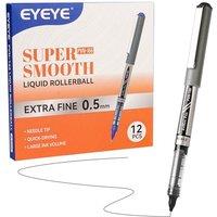 EYEYE Needle Rollerball Pens Extra Fine Point 12 Pack, 0.5mm Black Pen Quick Dry, Liquid Ink Pens Fine Point Smooth Writing Pen for Colouring, Journal