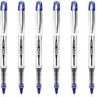 EYEYE Blue Rollerball Pens 0.7mm, 6 Pack Medium Point Roller Ball Pen Quick Dry, Liquid Ink Pen Fine Point Smooth Writing Pens for Journaling, Note Ta
