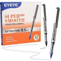 EYEYE Needle Rollerball Pens 0.5mm, 6 Black 6 Blue Extra Fine Point Pen Quick Dry, Liquid Ink Pens Fine Point Smooth Writing Pen for Colouring, Journa