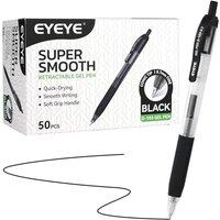 EYEYE G-103 Retractable Gel Pens Black 0.7mm, 50 Pack Medium Point Gel Ink Pens Quick Drying, 0.7 mm Fine Piont Ballpoint Pen Smooth Writing Pens for