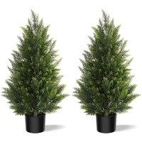 Vitalismo Artificial Topiary Cedar Trees 3ft, Realistic Fake Plants Indoor Outdoor with PE Leaves, Faux Boxwood Evergreen Pine Shrubs for Entrance Pat