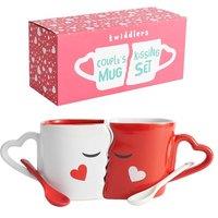 THE TWIDDLERS - Kissing Mugs Set with Gift Box, Large Romantic Couple Mugs, Ceramic Chip-Free Stoneware, Mr Mrs Him Her Bride Groom Husband Wife - Pre