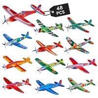 THE TWIDDLERS 48 Flying Glider Planes, Foam Aeroplanes for Kids | Party bag fillers, party favours, individually wrapped, 12 assorted designs, classro