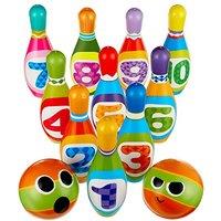 The Twiddlers - 10 Soft Foam Bowling Set for Kids with 2 Balls - Educational and Fun Skittles Game for Toddlers and Children - Toddler Skittles Game -