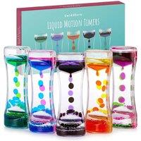 THE TWIDDLERS 5 Liquid Motion Timers Sensory Timer Hourglasses - 14cm, 5 Colours - Kids Water Bubble Lava Lamp Calming Sensory Toys for Autism, Stress