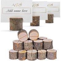 THE TWIDDLERS 50 Pine Wood Rustic Table Place Card Name Holders for Weddings & Events - Menu & Photo Holders for Events, Card Stand Name & Number Hold