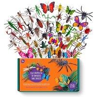THE TWIDDLERS 50 Plastic Bugs and Insect Toys for Kids - Minibeast Fake Figures with Butterflies and Spiders for Party Bag Fillers and Educational Bug