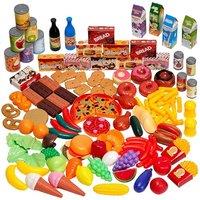 THE TWIDDLERS 150 Piece Play Food Set and Play Kitchen Accessories - Plastic Pretend Fruit, Vegetables and Fake Food for Kids - Toy Shop, Supermarket