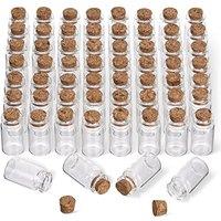 THE TWIDDLERS 60 Mini Glass Jars, Clear Small Glass Bottle Containers with Cork Lids for Wedding DIY Crafts Spell Beads Vial Storage, 4cm