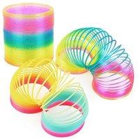 THE TWIDDLERS 3 Large Rainbow Spring Toys for Kids, Plastic Coil Slinky Fidget Toy, Party Bag Fillers & Goody Bag Gifts for Boys and Girls - 9 cm