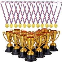 THE TWIDDLERS - 24 Piece Plastic Trophy & Medals Awards Winner Set - Perfect for Competitions, Football, Dance, Recognition & Achievement