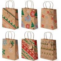 THE TWIDDLERS 24 Kraft Paper Gift Bags with Handle & Labels, 22 cm Christmas Present Pouches, Gift Packaging Strong & Reusable