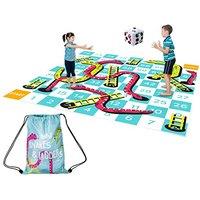 THE TWIDDLERS Giant Snakes and Ladders Garden Game, 3x3m - Waterproof PVC Floor Mat with Inflatable Dice and Storage Bag for Family Parties, Schools a